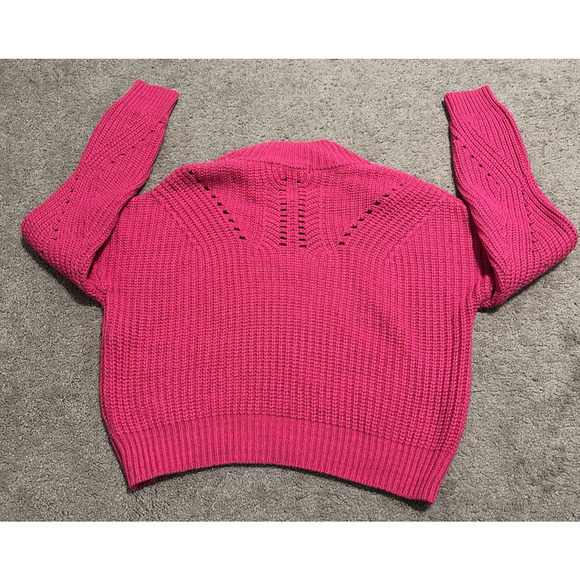 BLANKNYC Women X-Small Sweater Knit Mock Neck Cropped Bellamy Hot Pink‎ - Picture 5 of 12